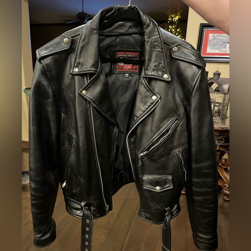 Mens JR Genuine Leather Motorcycle Jacket